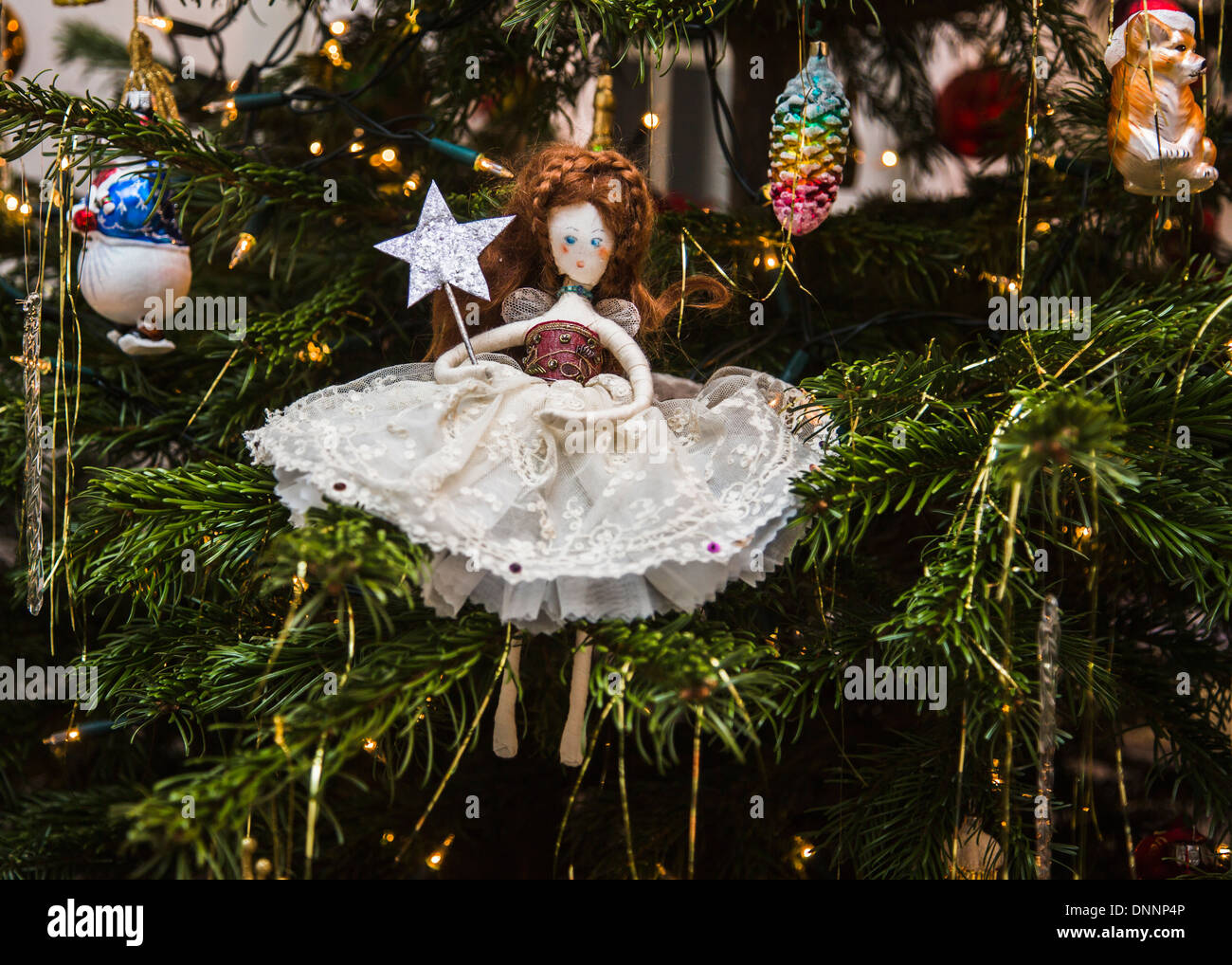 Hand Made Traditional Christmas Tree Fairy Decoration In White
