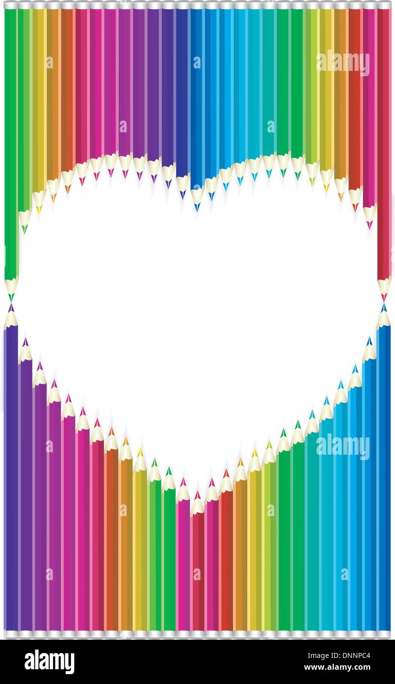 Color pencils heart shaped Stock Vector