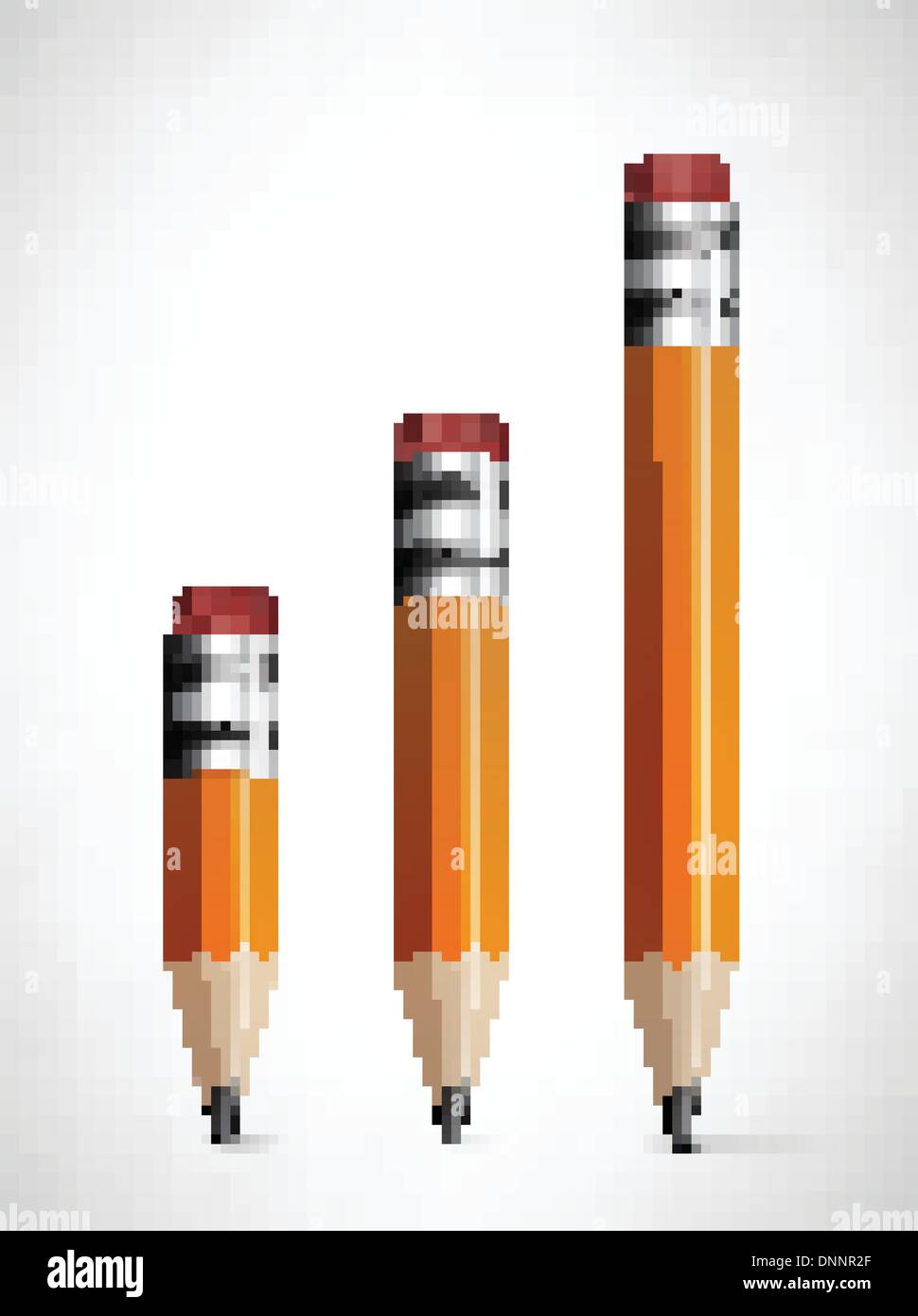 Lead pencils various length on white background. Vector illustration