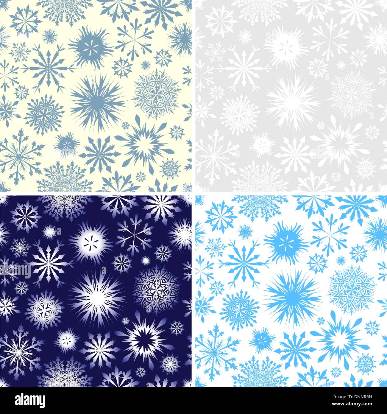 Set of seamless snowflake patterns in different color. Fully editable ...