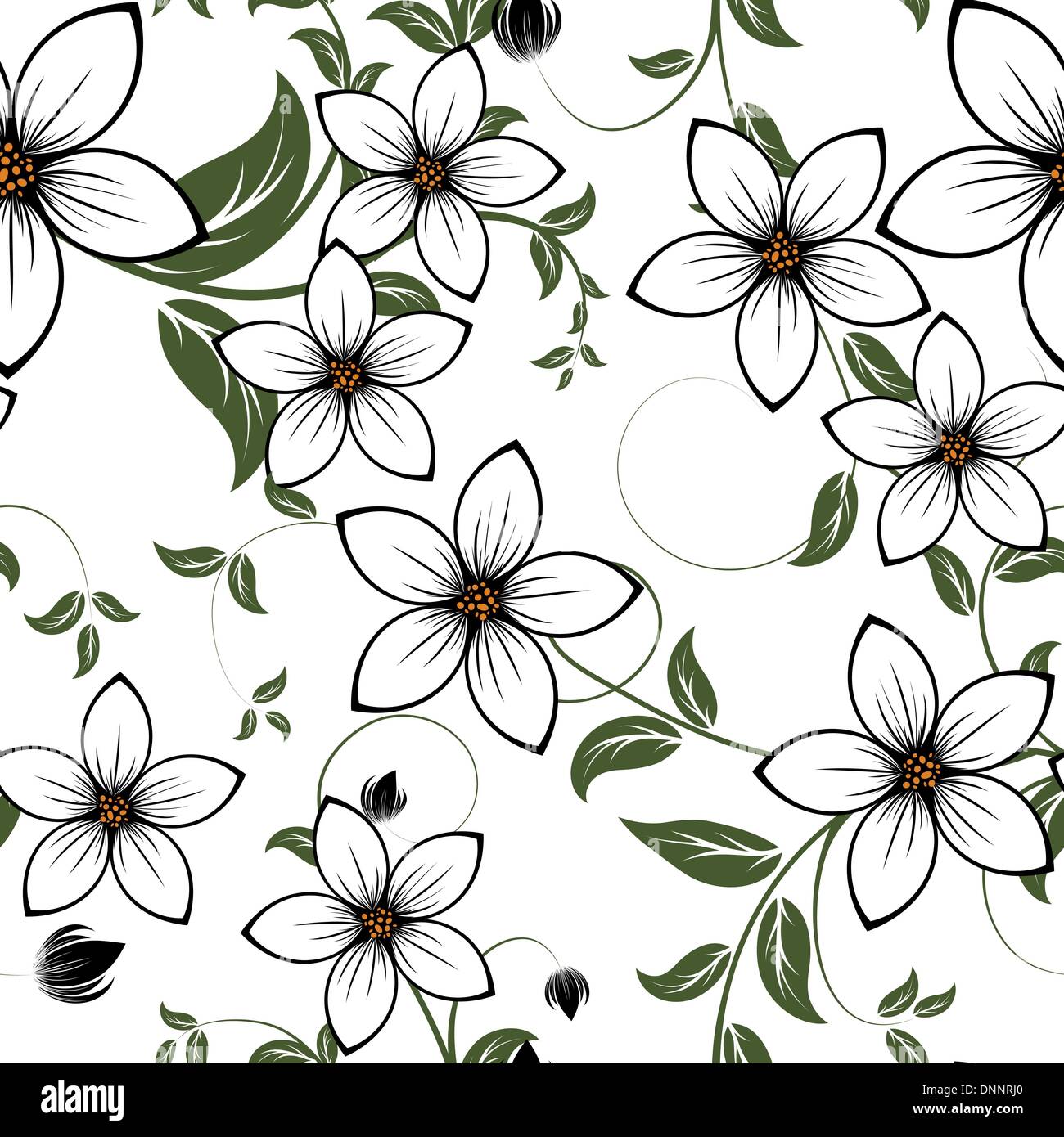Black And White Floral Pattern Vector Art & Graphics
