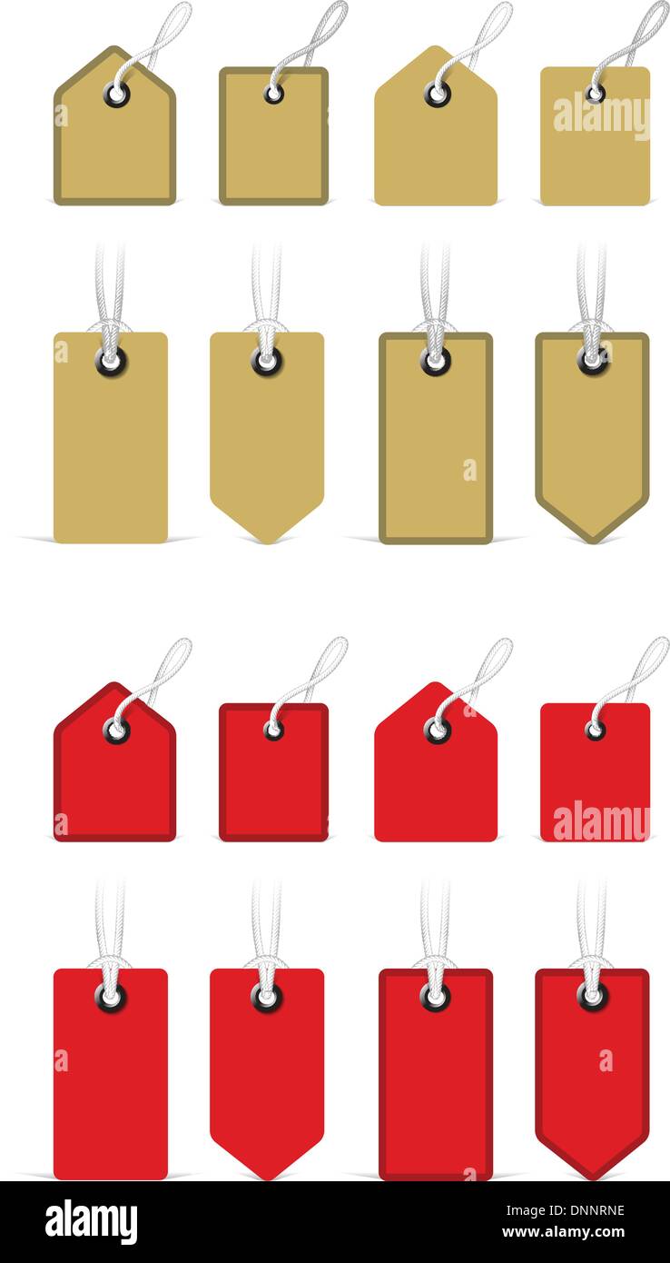 Price tags with realistic rope. Vector illustration Stock Vector