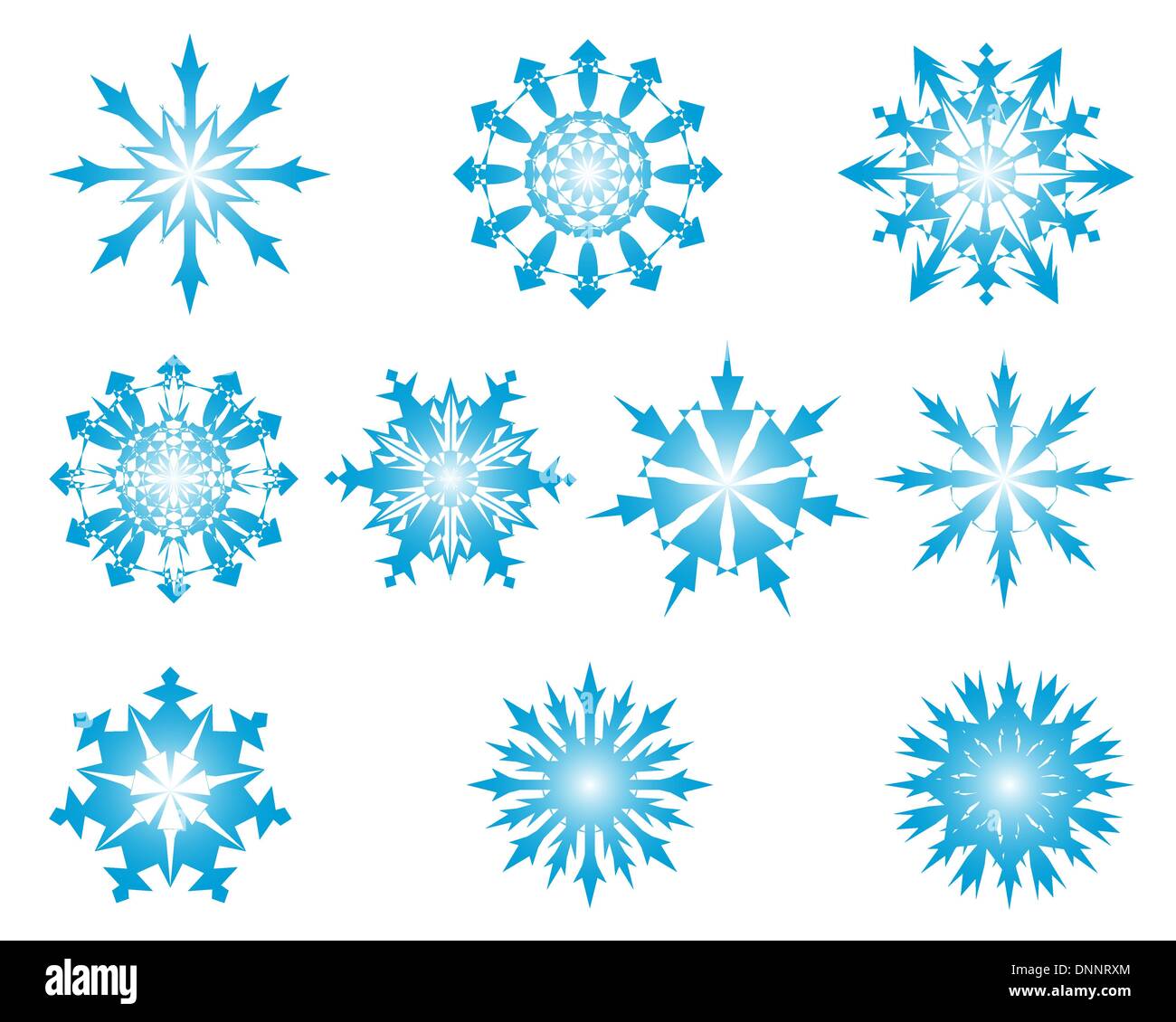 Set of vector snowflakes in different shape Stock Vector Image & Art ...