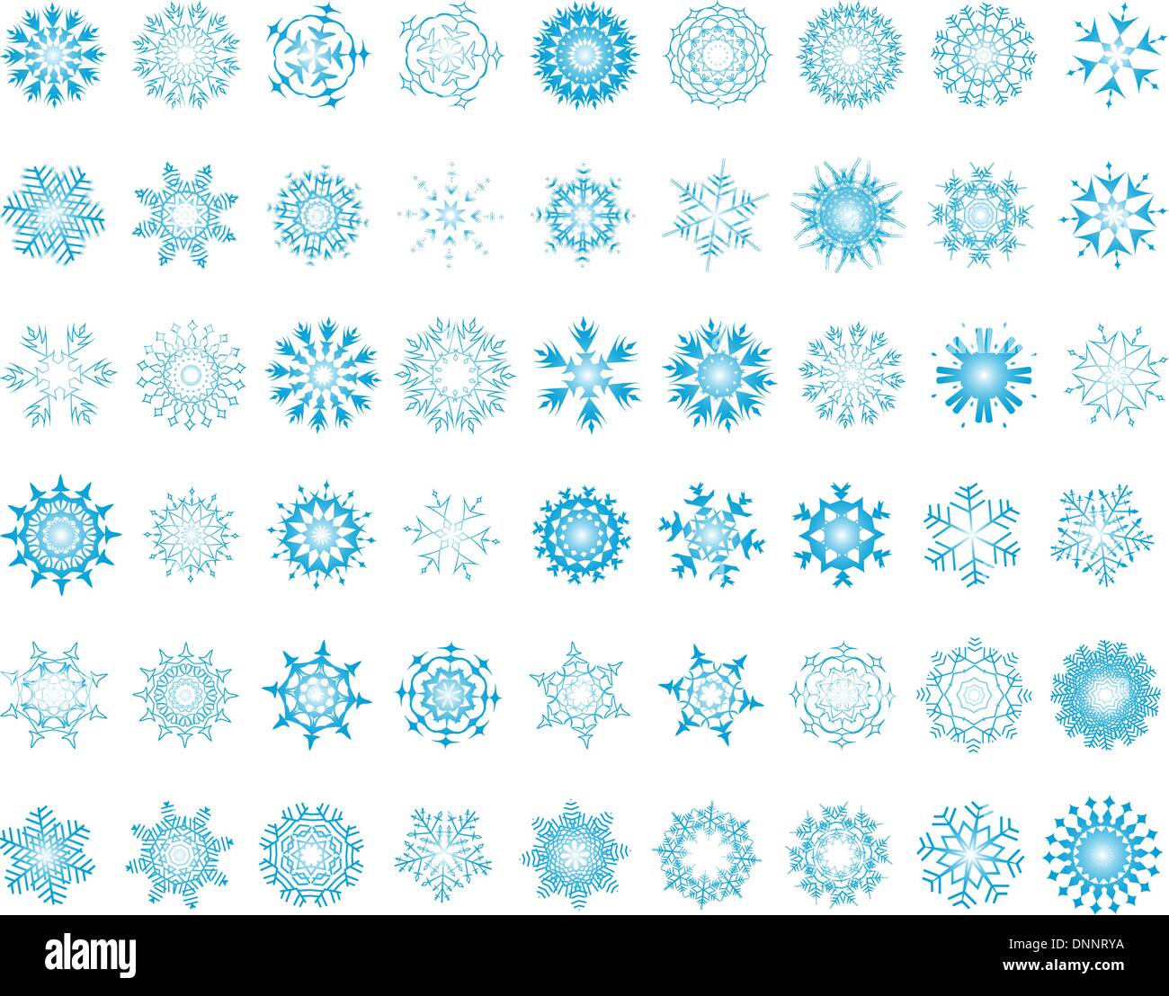 Set of different vector snowflakes in bluewhite color Stock Vector