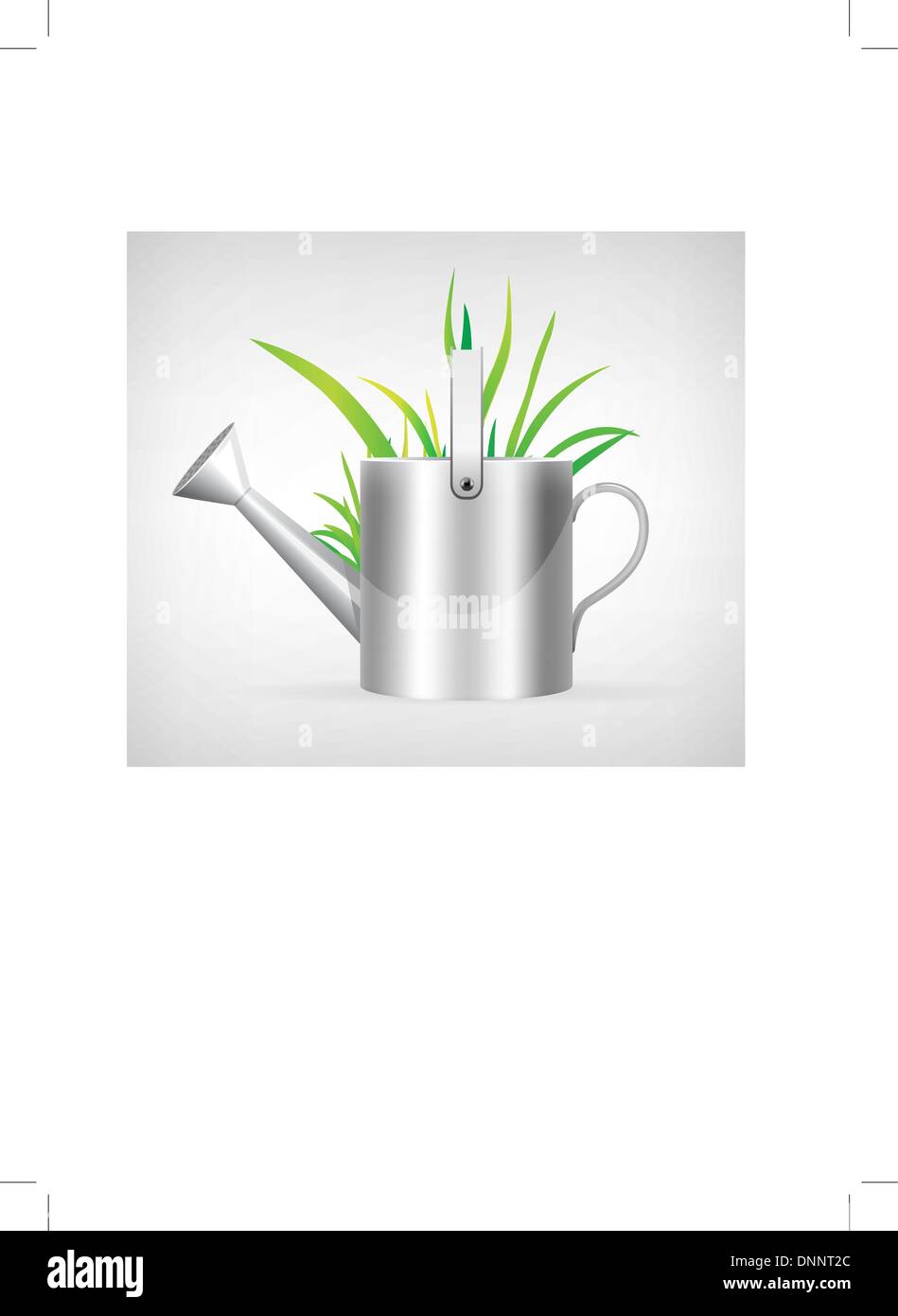watering can and grass illustration isolated on white background Stock Vector