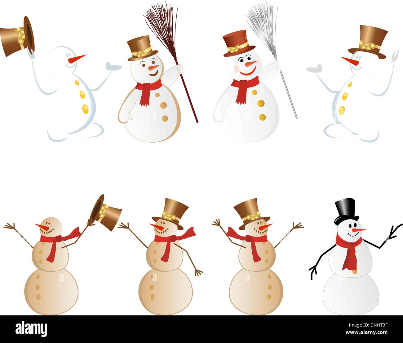 Set of different snowman. Fully editable vector illustration Stock ...