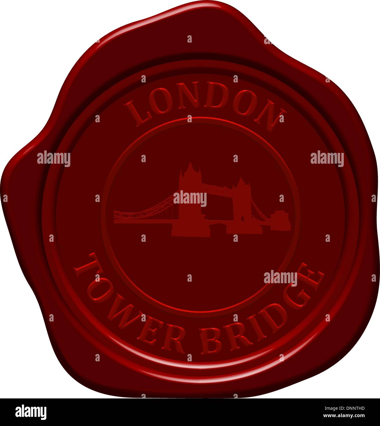 Tower Bridge. Sealing wax stamp for design use. Stock Vector