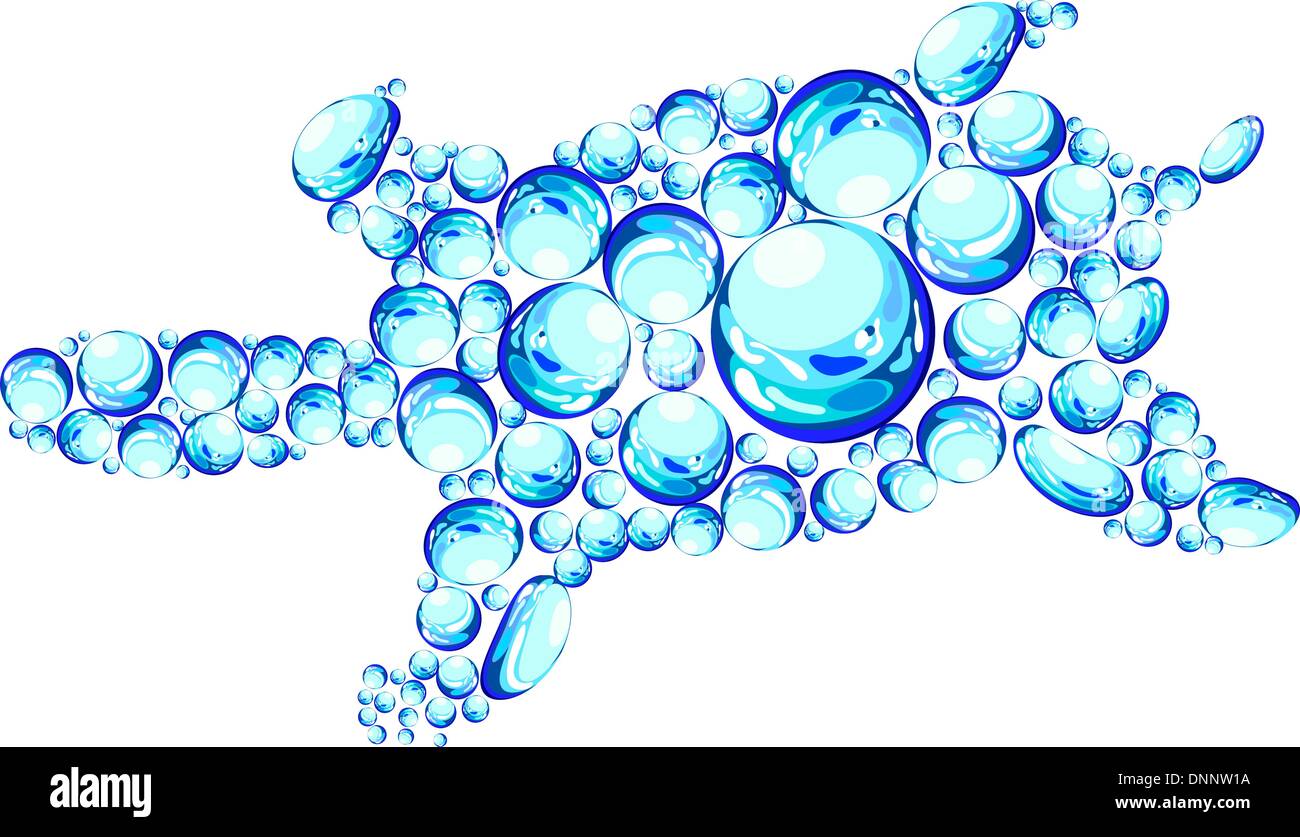 Bubbles turtle for design use. Vector illustration; Stock Vector