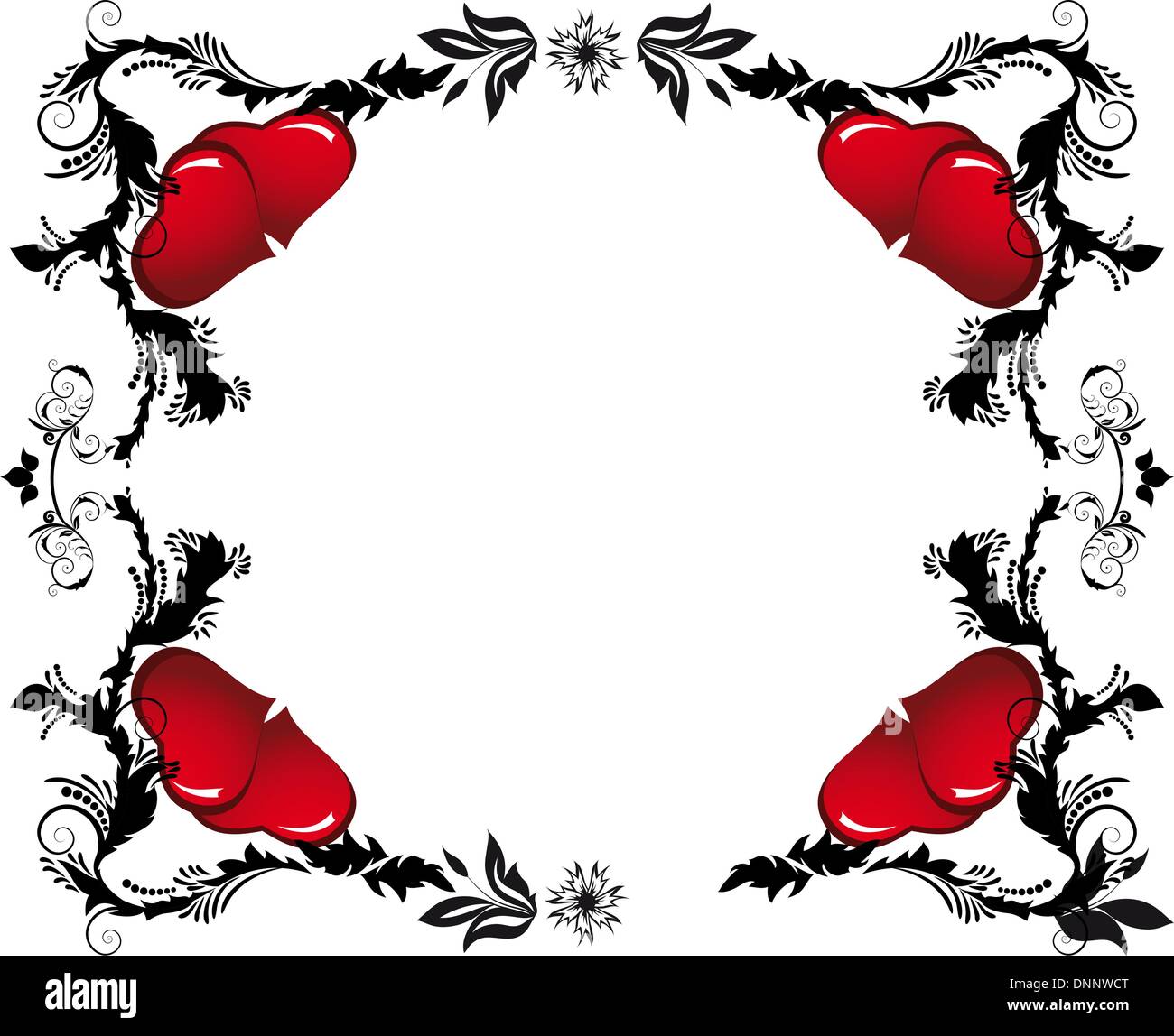 St. Valentine Day floral frame with hearts Stock Vector Image & Art - Alamy