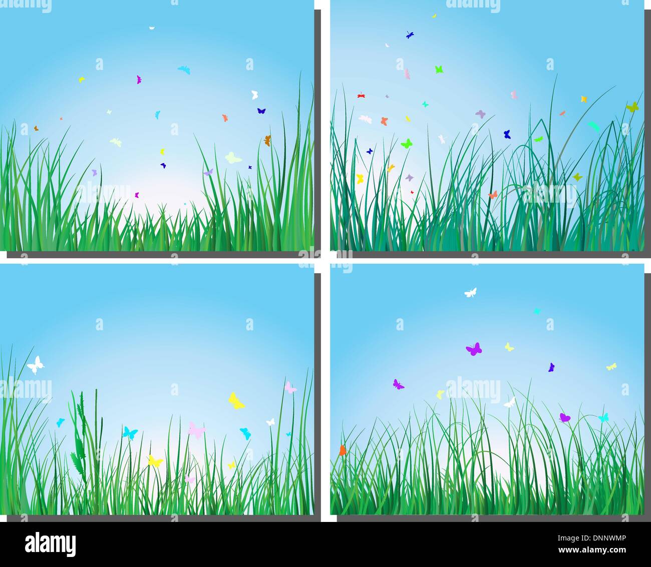 Set of four vector grass silhouettes backgrounds Stock Vector