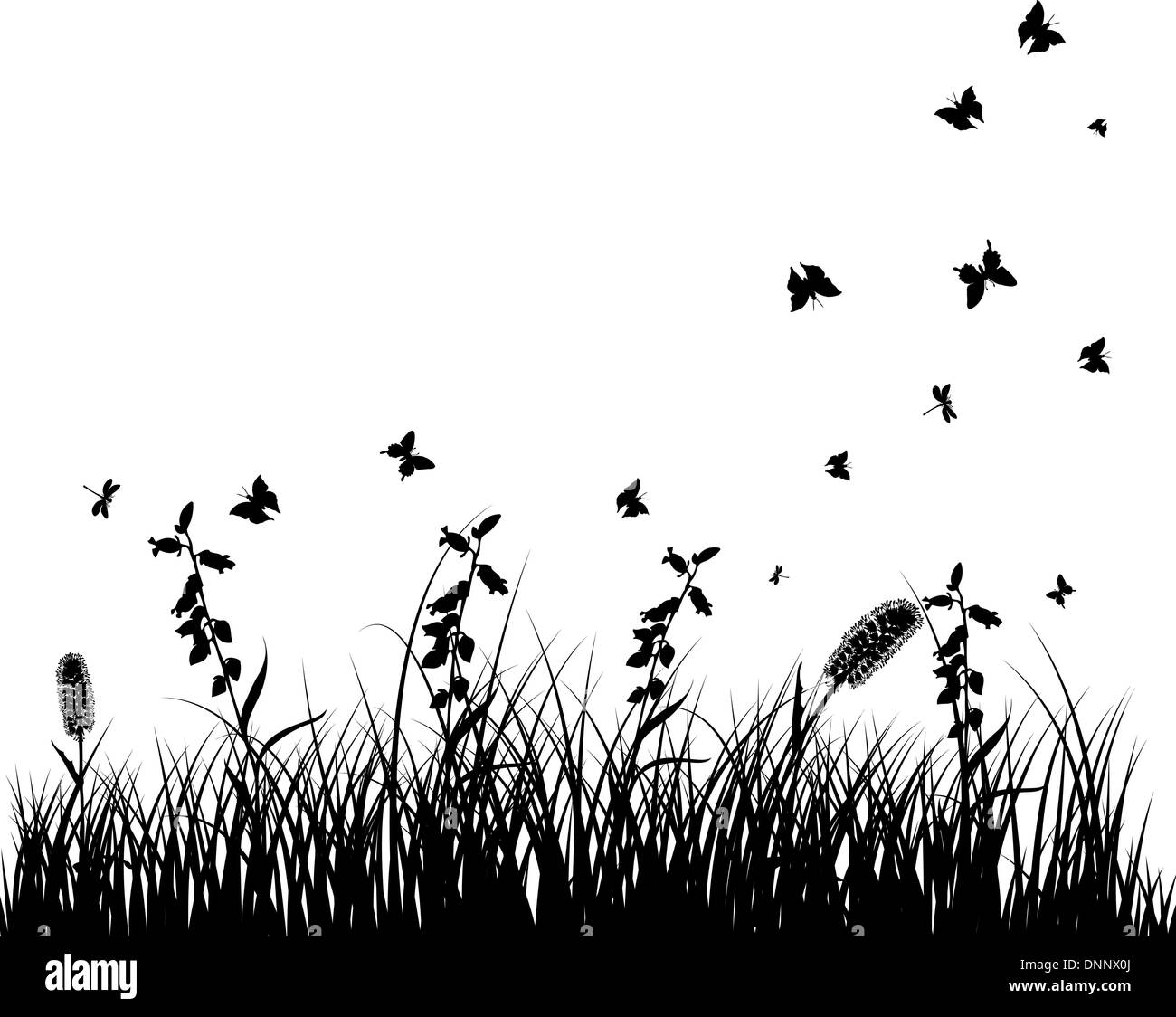 Vector grass silhouettes background. All objects are separated Stock