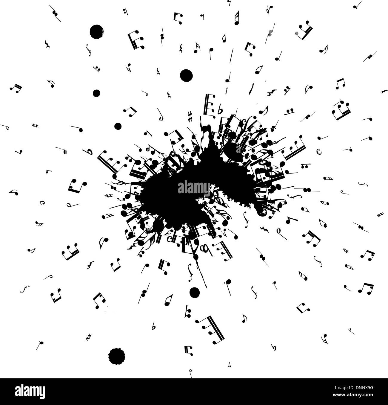 Musical notes flying from grunge blob. EPS 8 Vector illustration Stock ...