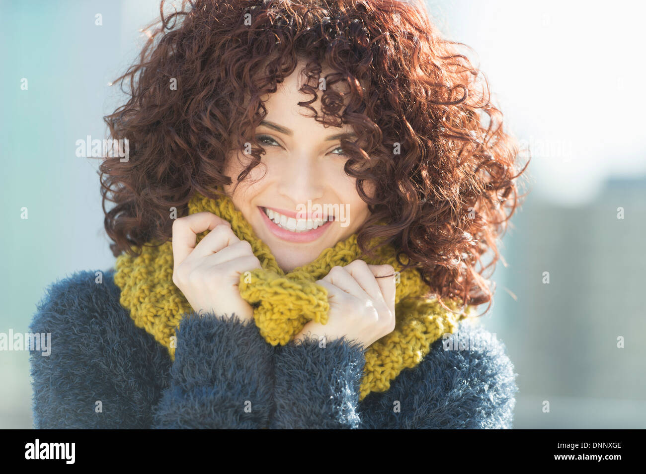 Beautiful brunette woman outdoors Stock Photo