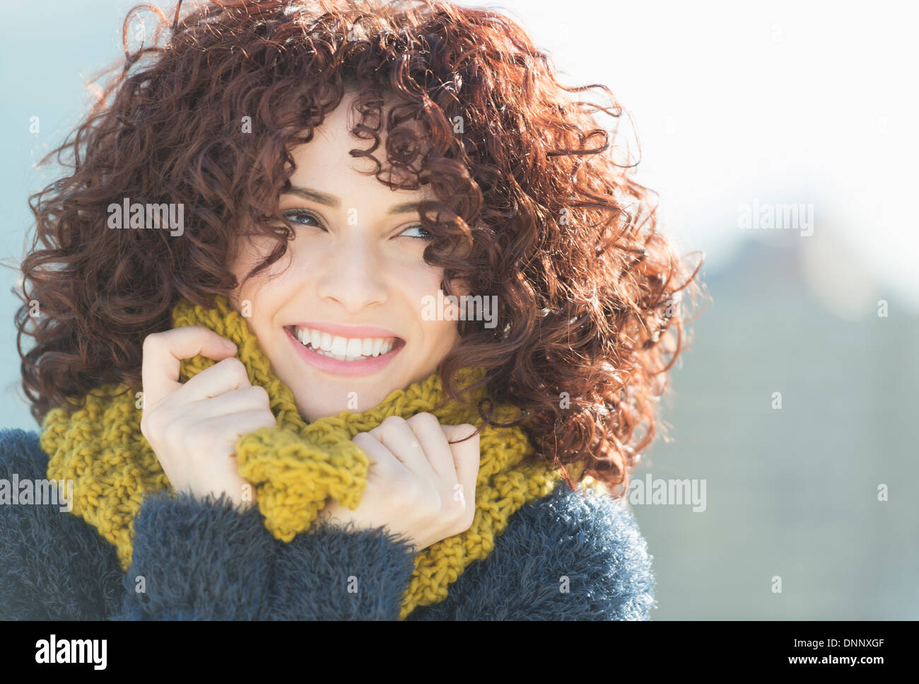Beautiful brunette woman outdoors Stock Photo