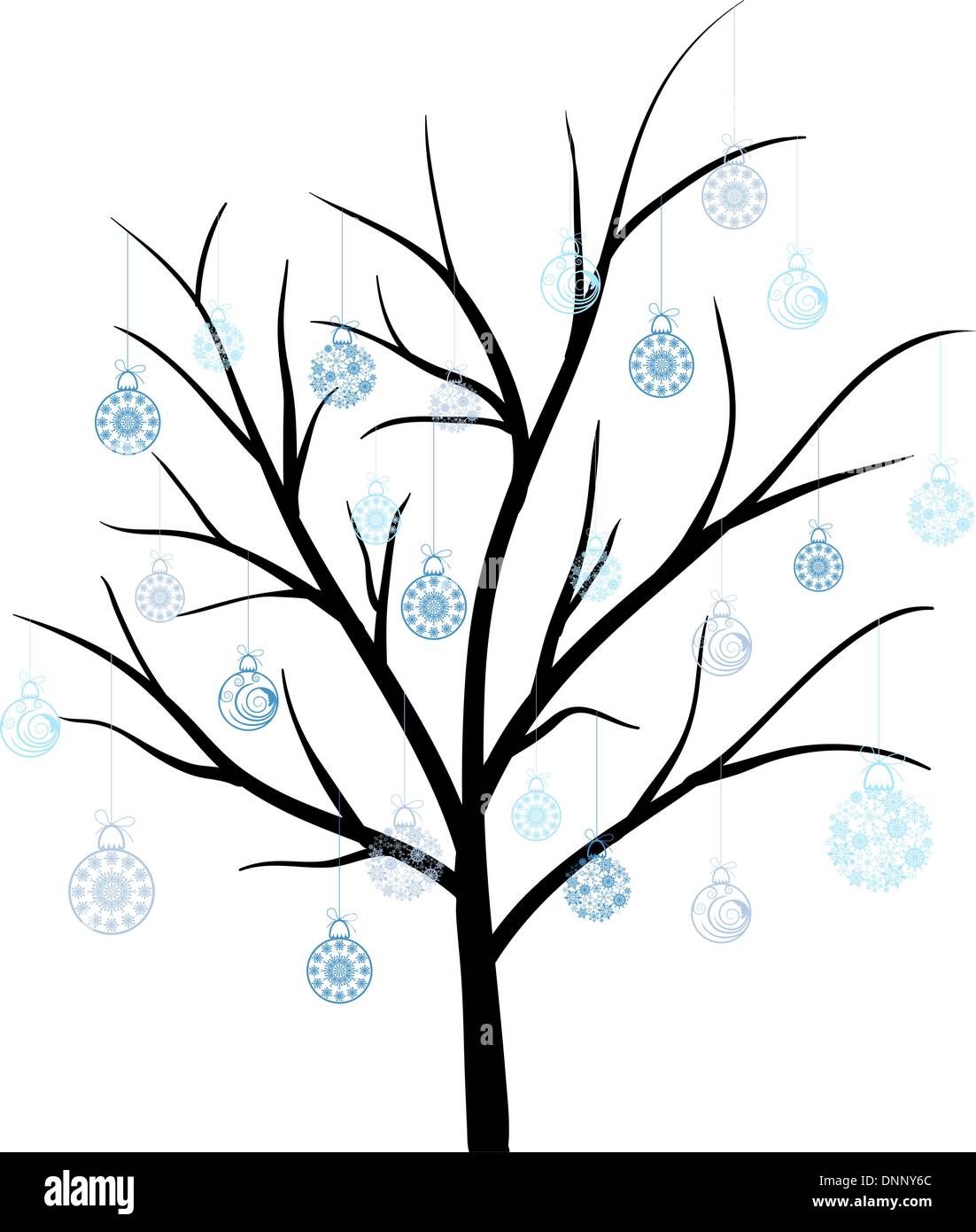 Beautiful winter tree with snowflakes leaves. Vector illustration Stock ...