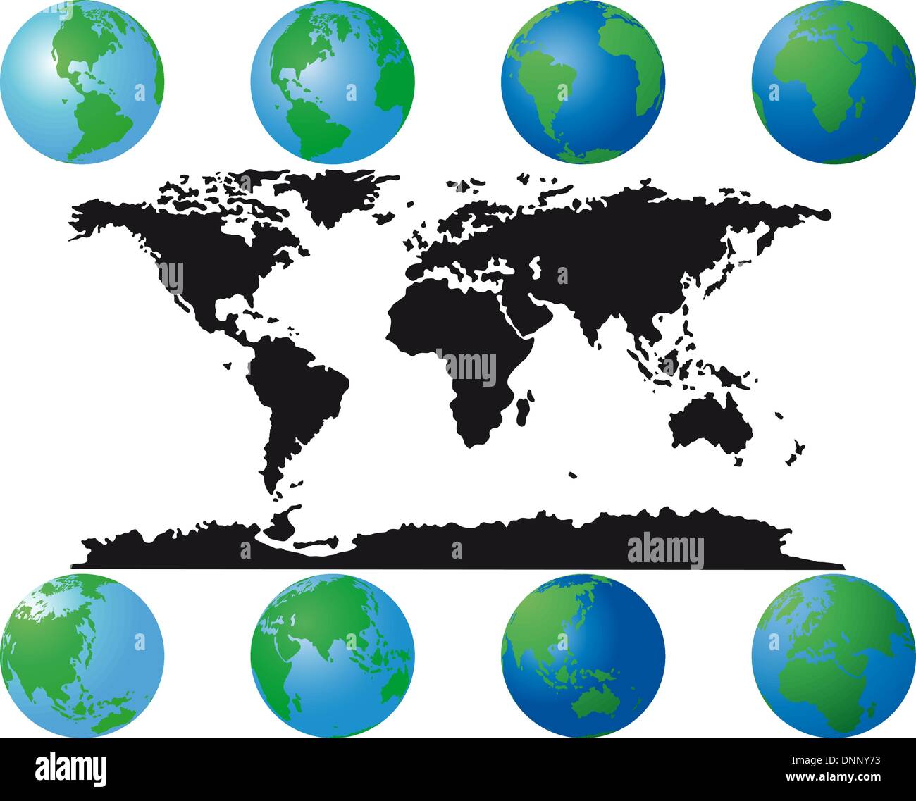 Set of world globes for design use Stock Vector