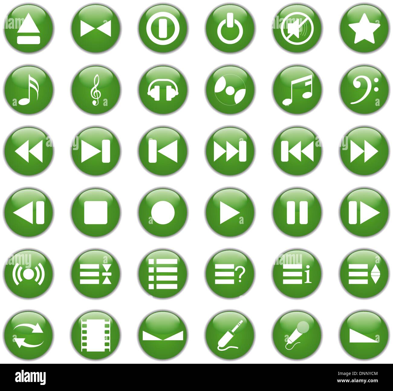 Collection of different icons for using in web design. Set #1. Music. Stock Vector