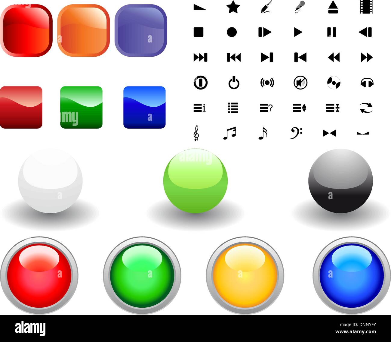 Collection of different icons for using in web design Stock Vector
