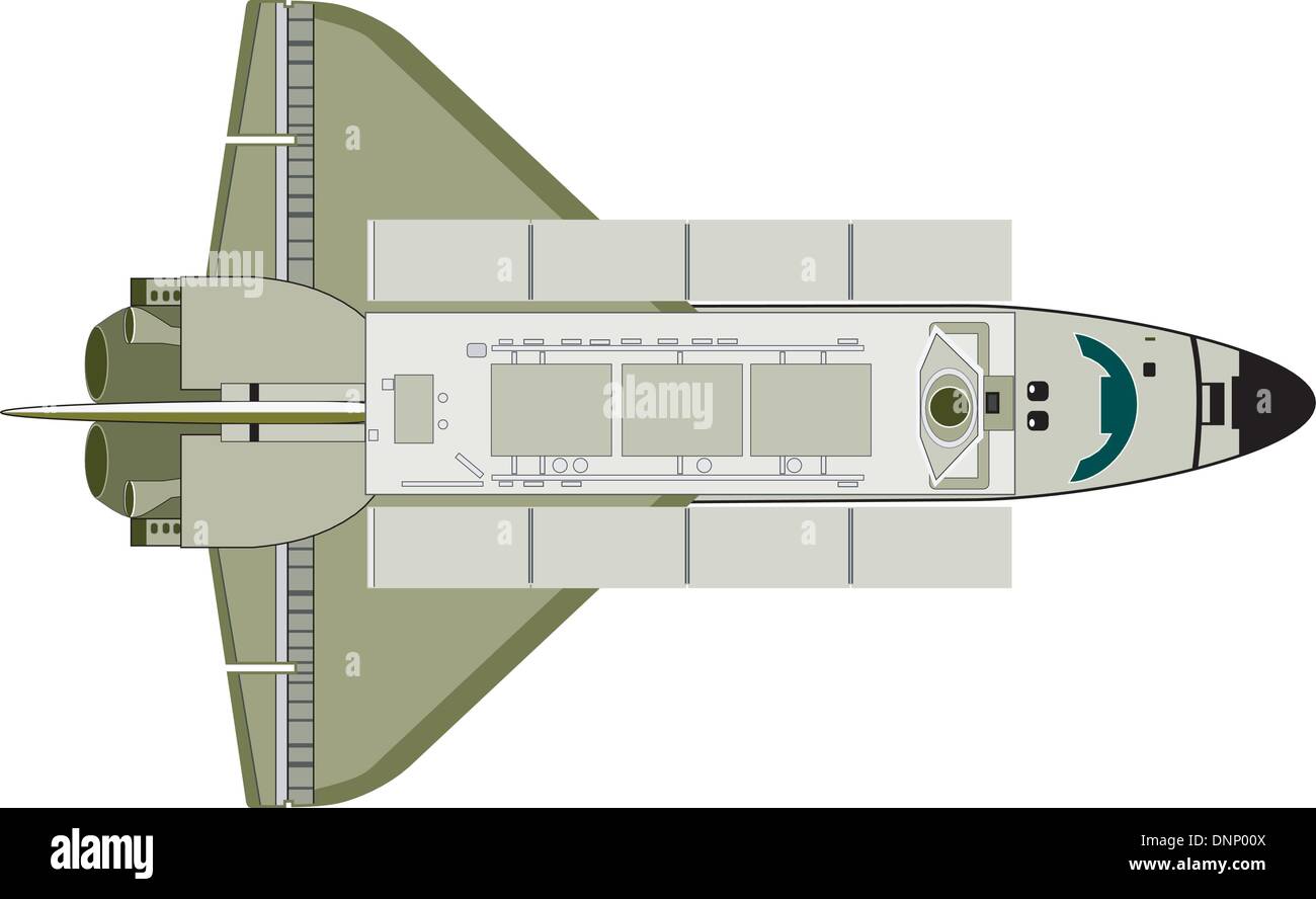 Illustration of space shuttle aircraft on isolated white background ...