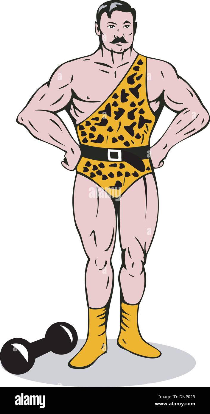 strong man body cartoon