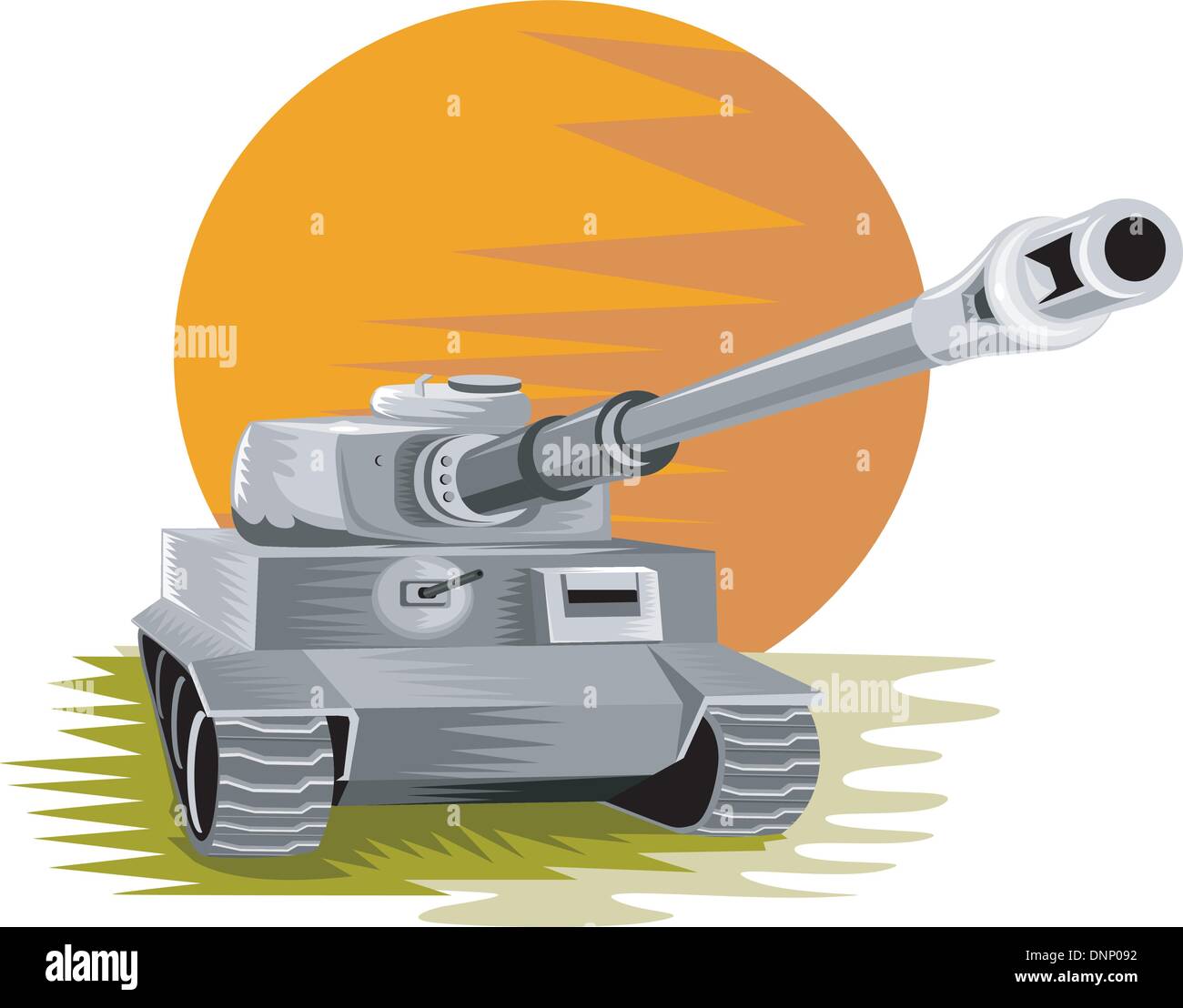 Illustration of a world war two german panzer battle tank done in retro style. Stock Vector