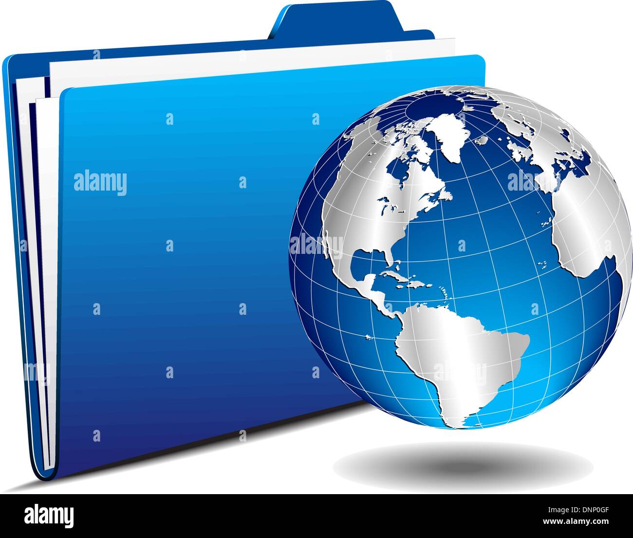 Earth Globe with Folder Data Storage Stock Vector