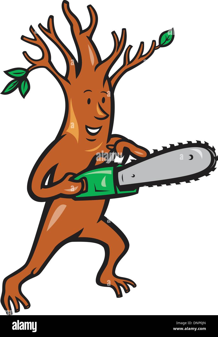 Illustration of tree man arborist tree surgeon lumberjack holding chainsaw  done in cartoon style Stock Vector Image & Art - Alamy