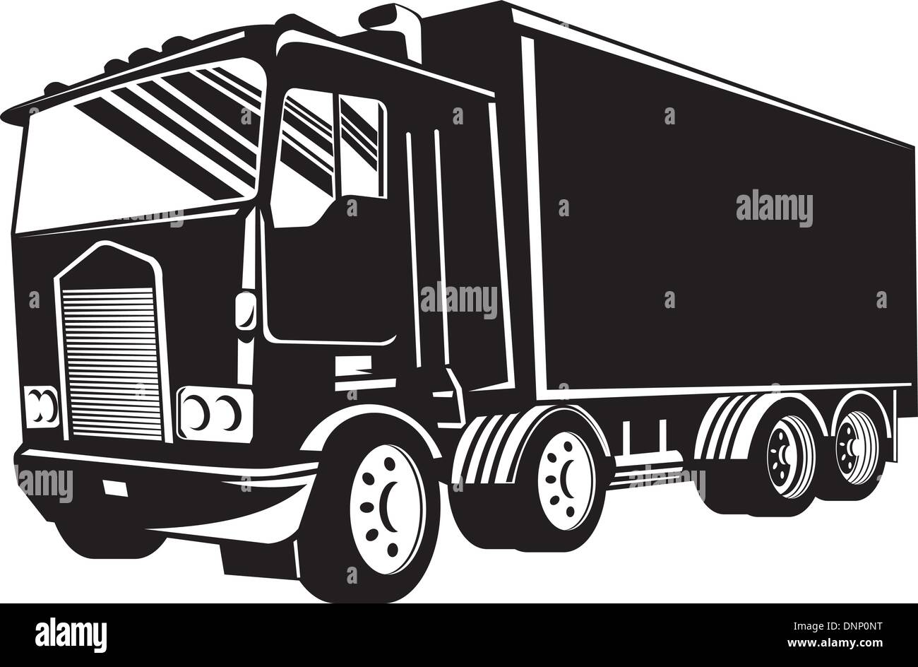 illustration of a container truck lorry done in retro style on isolated background Stock Vector