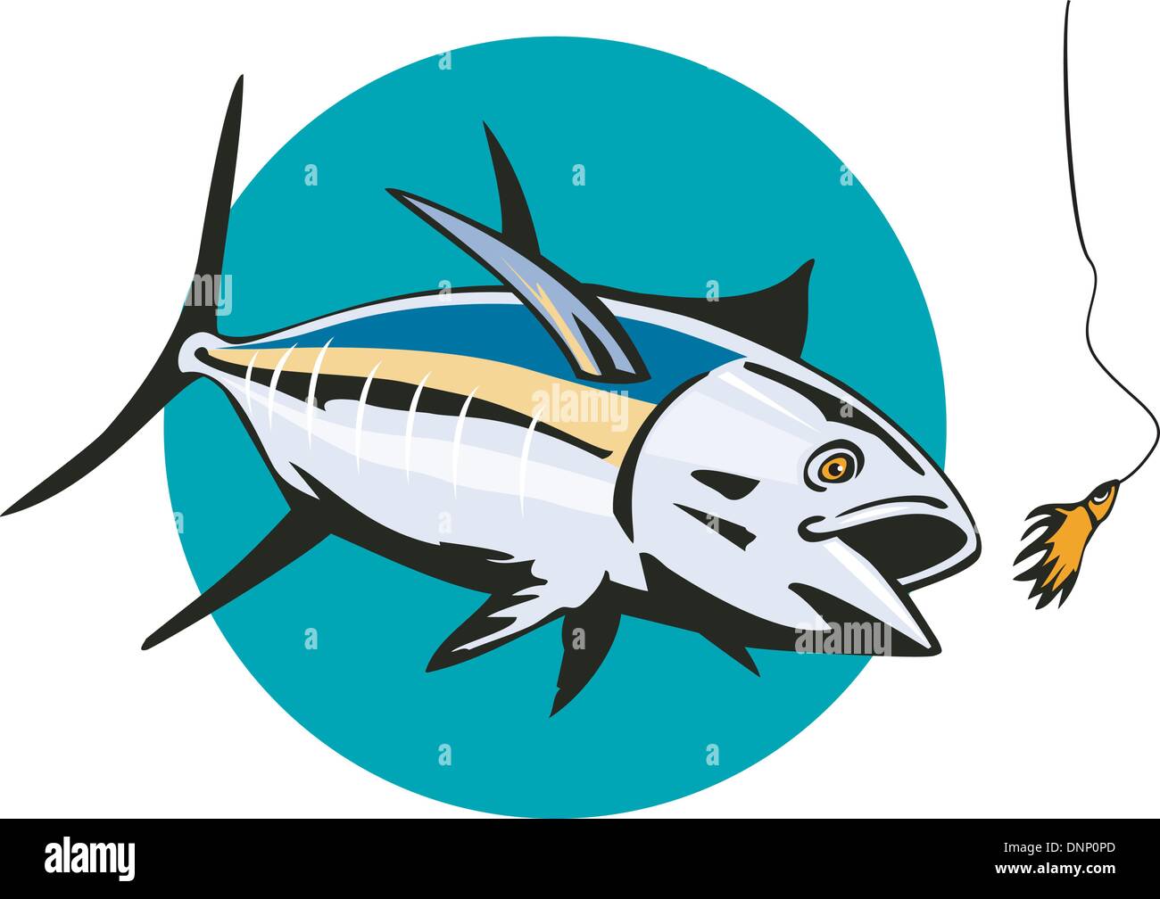 Illustration of an albacore tuna fish done in retro style Stock Vector