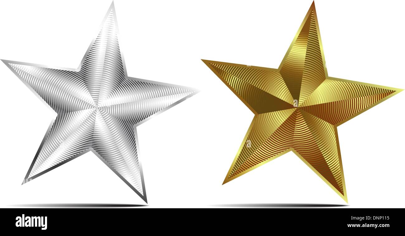 Gold and Silver Vector Stars Stock Vector