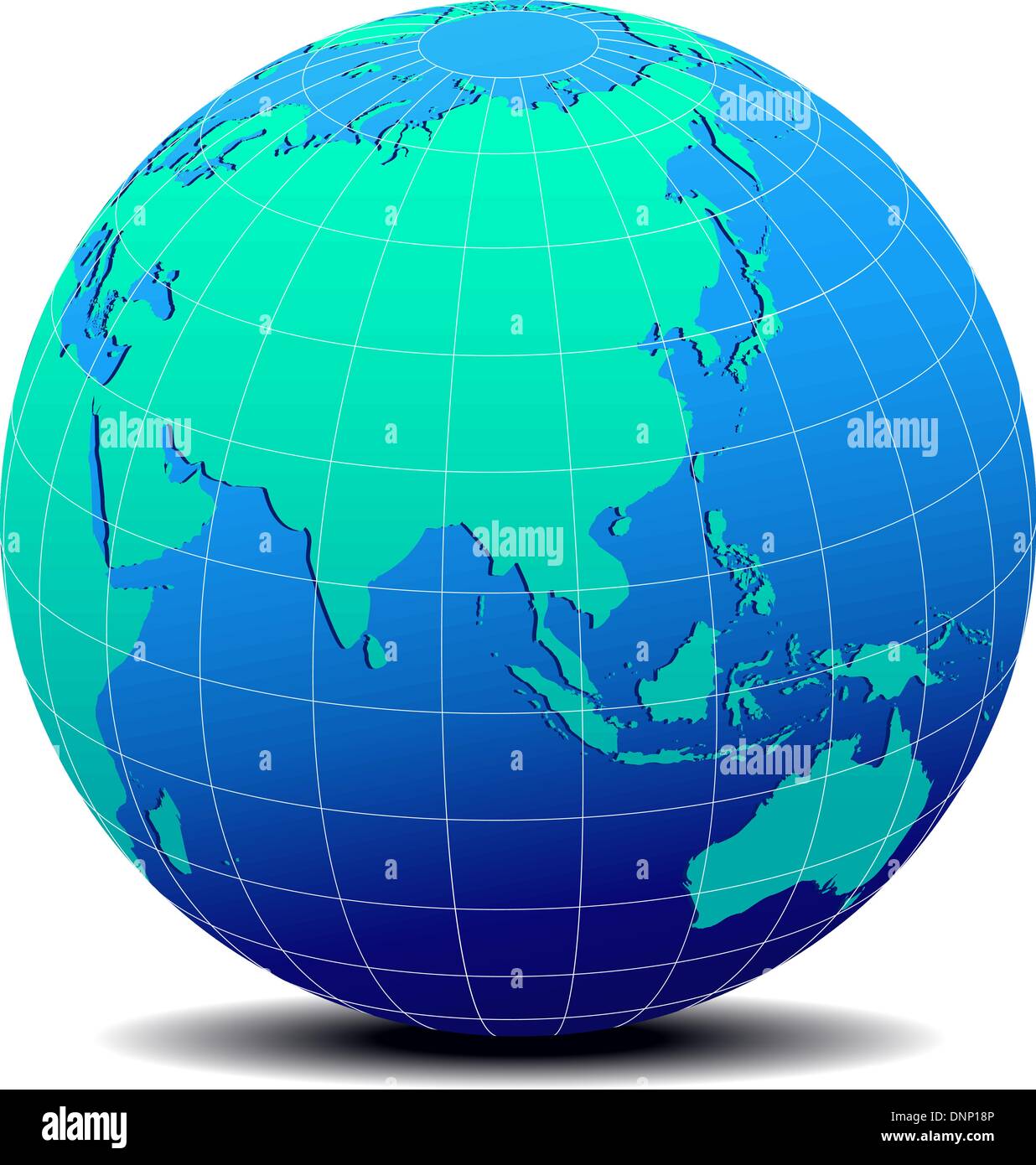 Vector Map Icon of the world in Globe form - Asia - China, Malaysia, Philippines Stock Vector