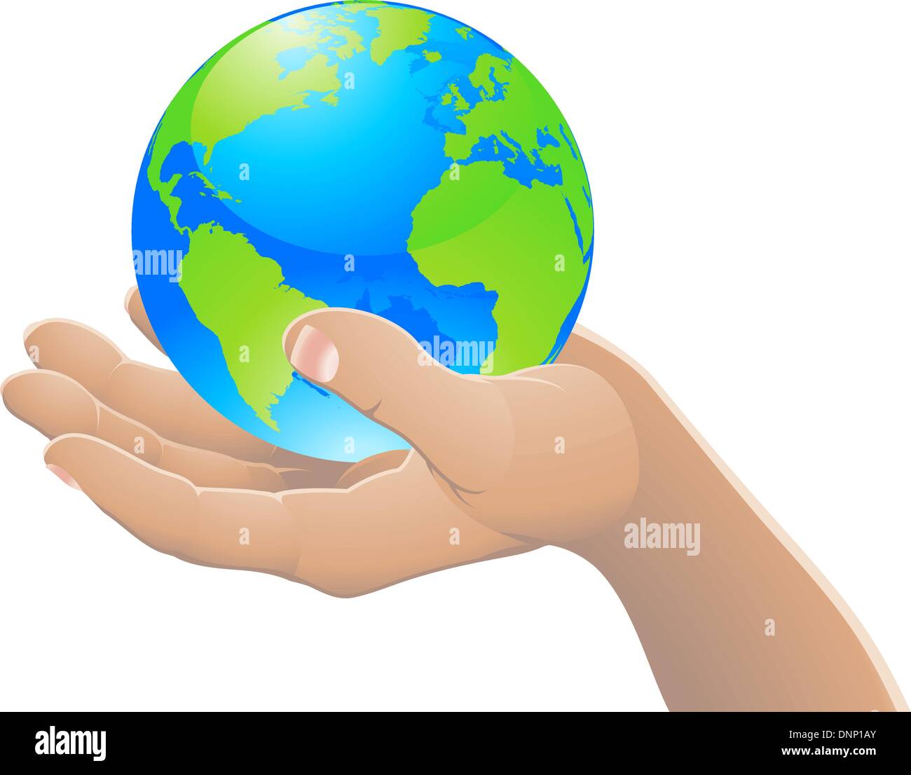 Hand holding the world globe. The world in your hand concept. Stock Vector