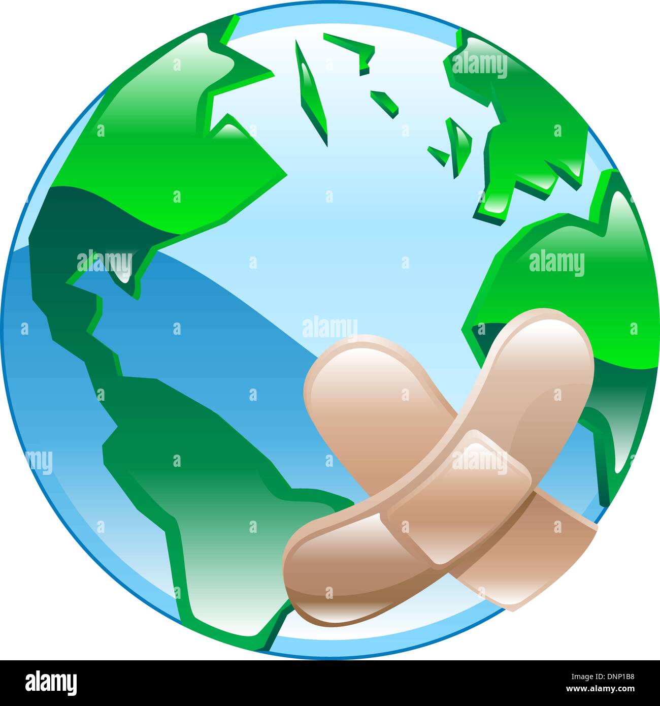 Conceptual piece. Wounded world, referring to environmental issues or social human issues, poverty, war etc. Stock Vector