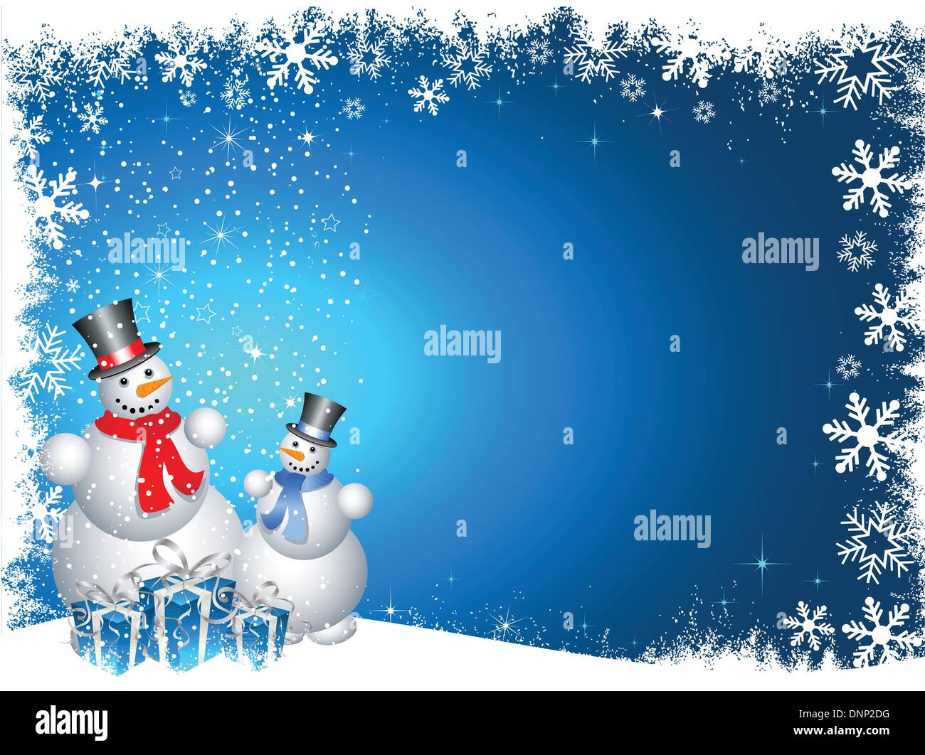 Snowmen with Christmas gifts Stock Vector