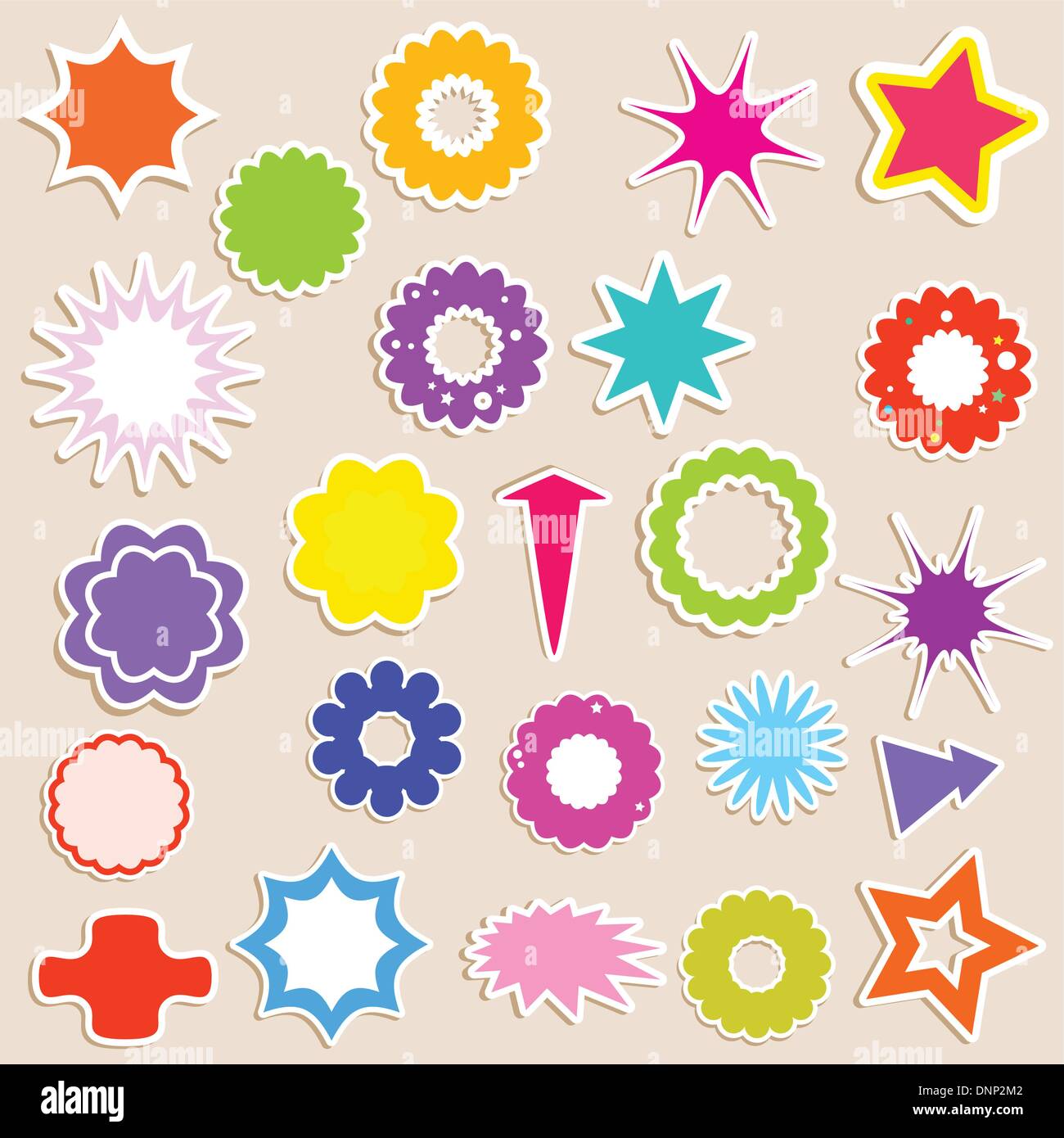 Collection of various shaped stickers Stock Vector