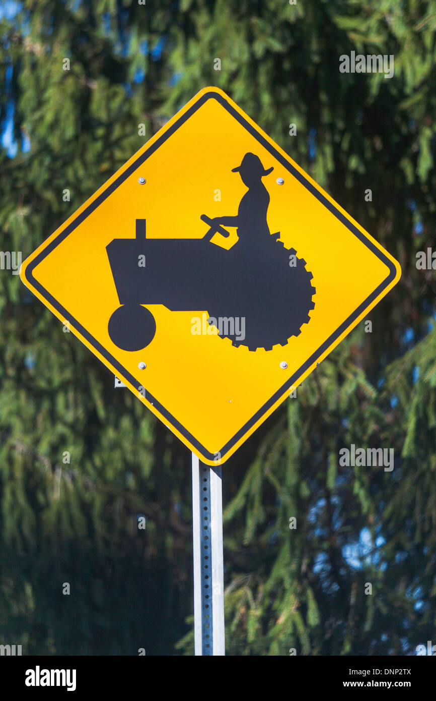 REAL TRACTOR CROSSING STREET TRAFFIC SIGN 