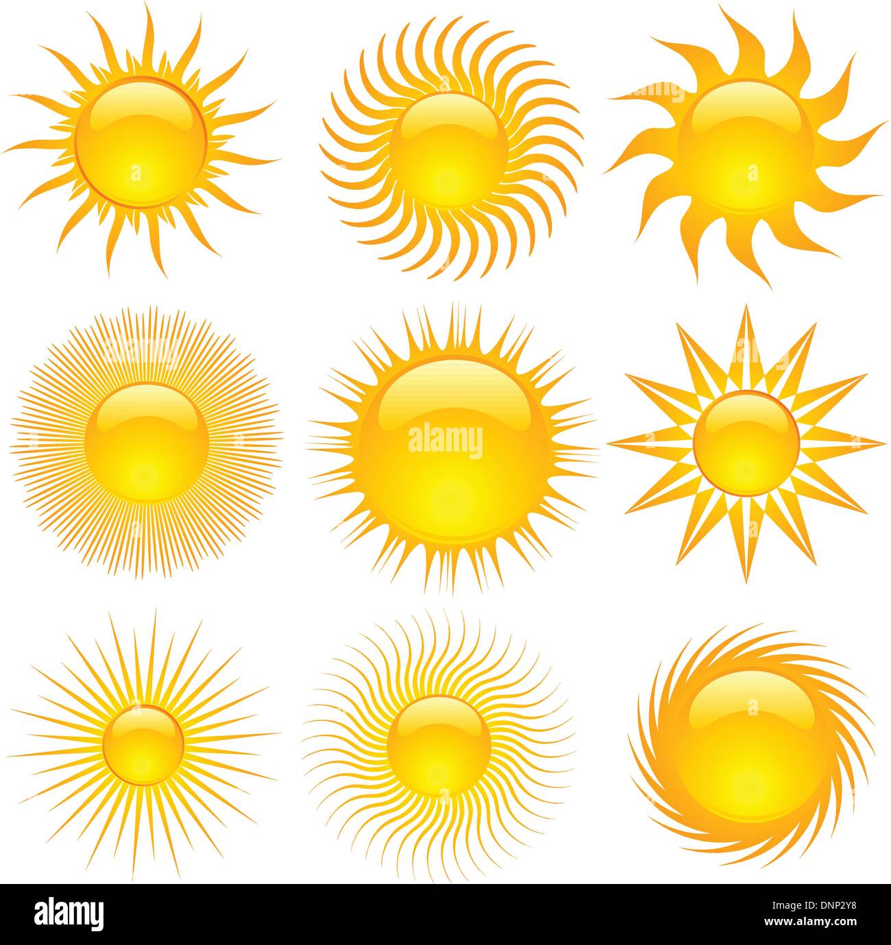 Various sun icons Stock Vector