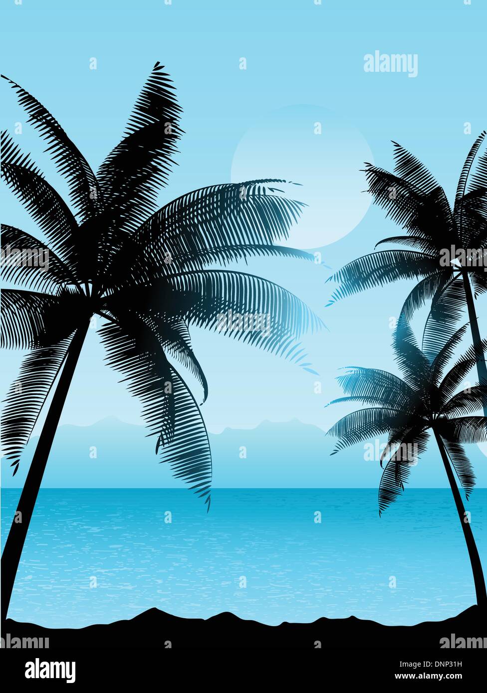 Tropical scene with palm trees Stock Vector Image & Art - Alamy