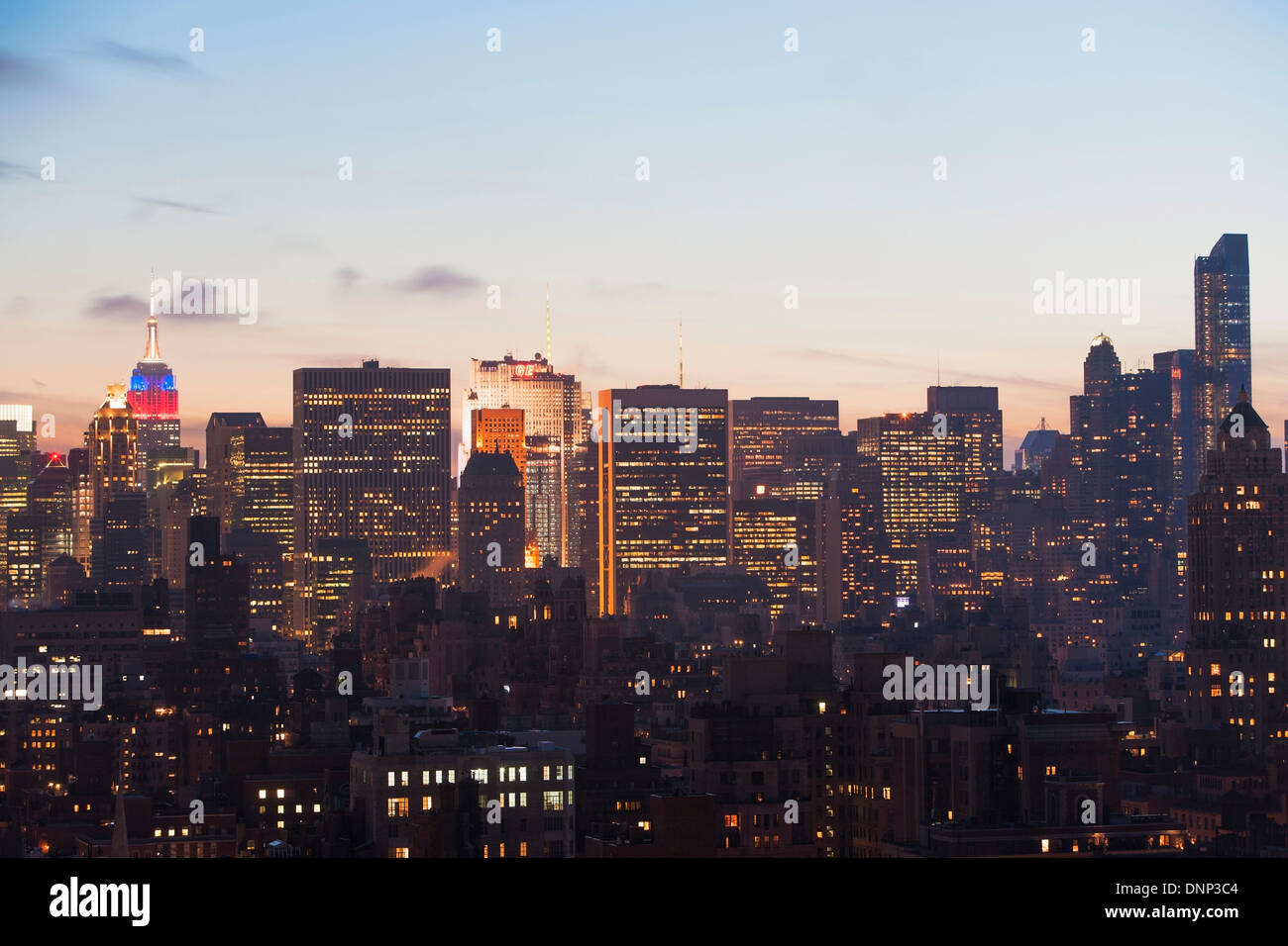 USA, New York State, New York City, Skyline at dusk Stock Photo - Alamy