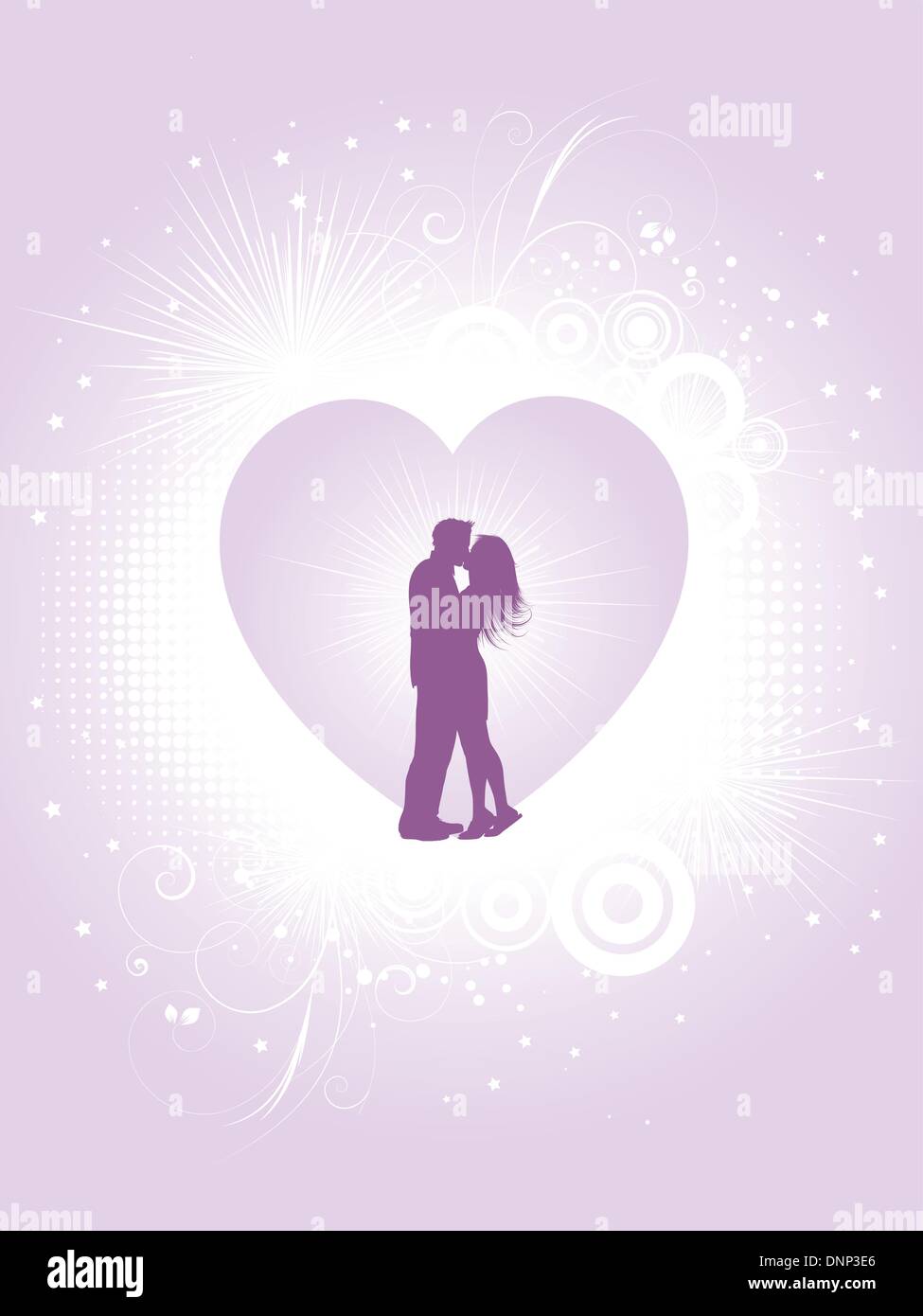 Silhouette of a kissing couple on a Valentines background Stock Vector ...