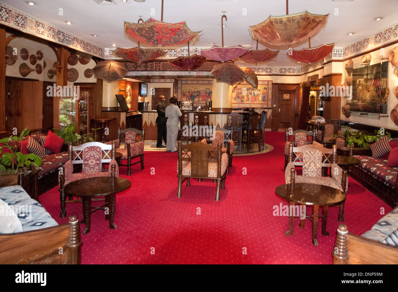 Inside the Aksum Lobby Bar of the Nairobi Serena Hotel Nairobi Kenya Stock Photo