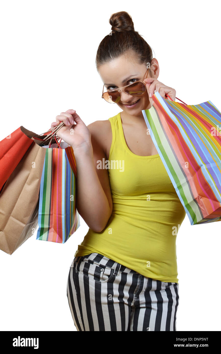 beautiful young woman with shopping bags Stock Photo