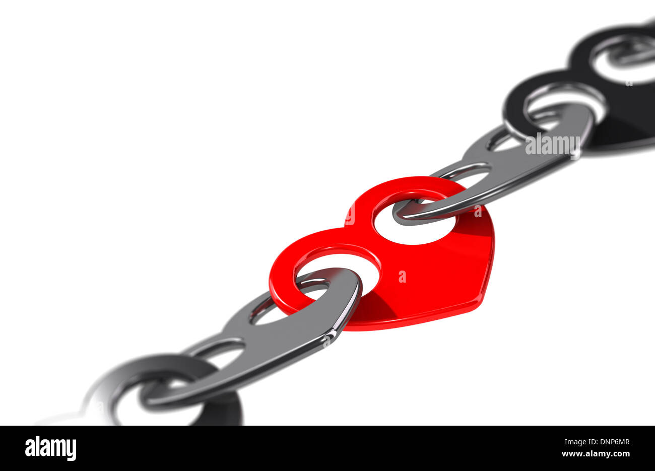 heart shape chain over white background with blur effect, link and