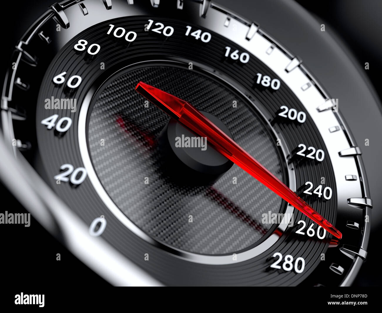3d illustration of car speedometer. High speed concept Stock Photo