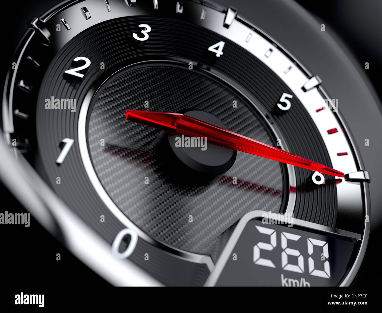 3d illustration of car tachometer. High speed concept Stock Photo