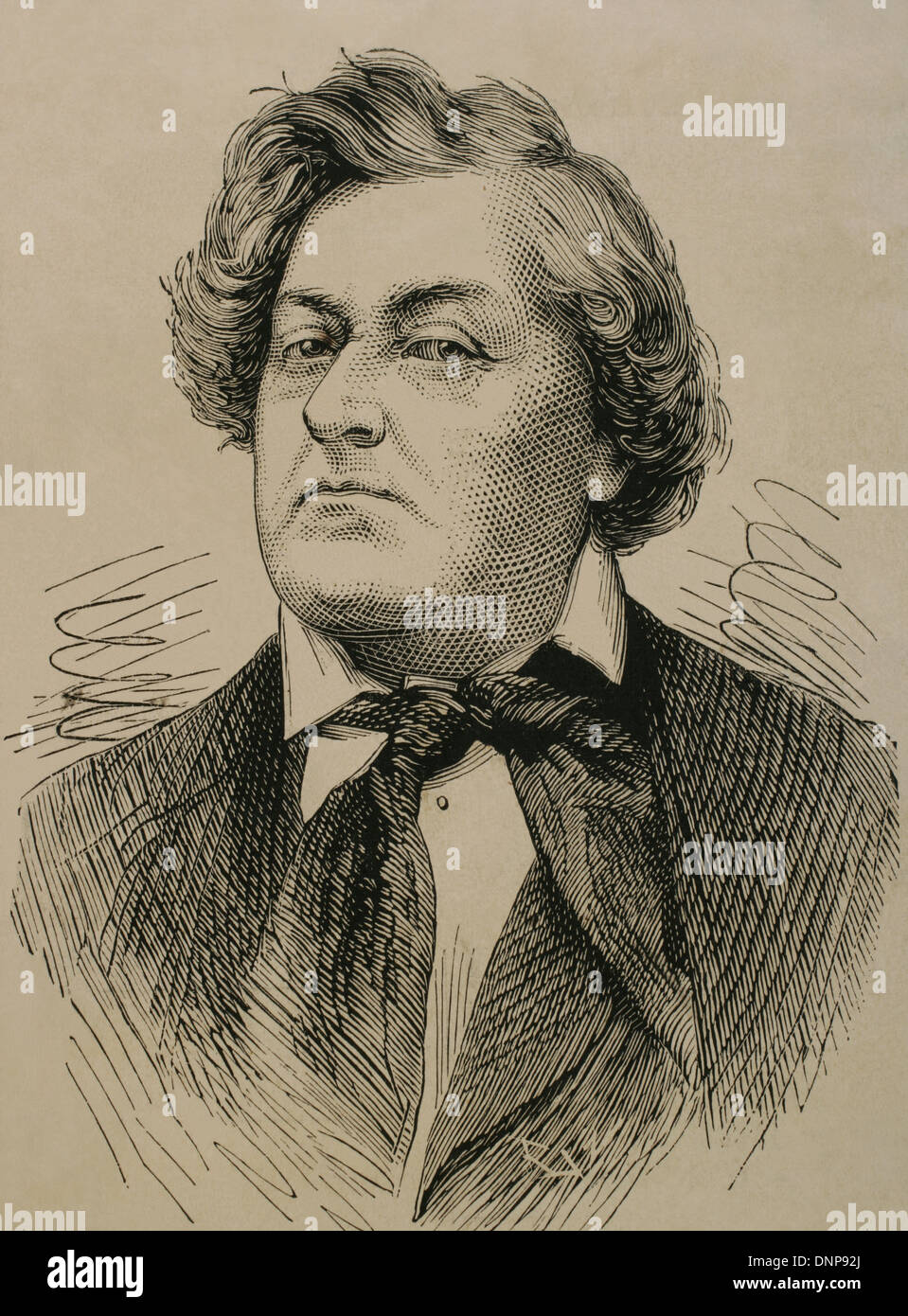 Frederick Lemaitre (1800-1876). French actor. Engraving in The Spanish and American Illustration, 1876. Stock Photo