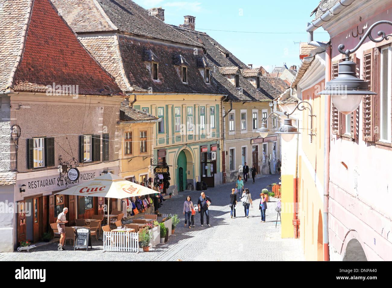 Local senior people play chess in the streets in the medieval city of  Sibiu.Transylvania.Romania Stock Photo - Alamy