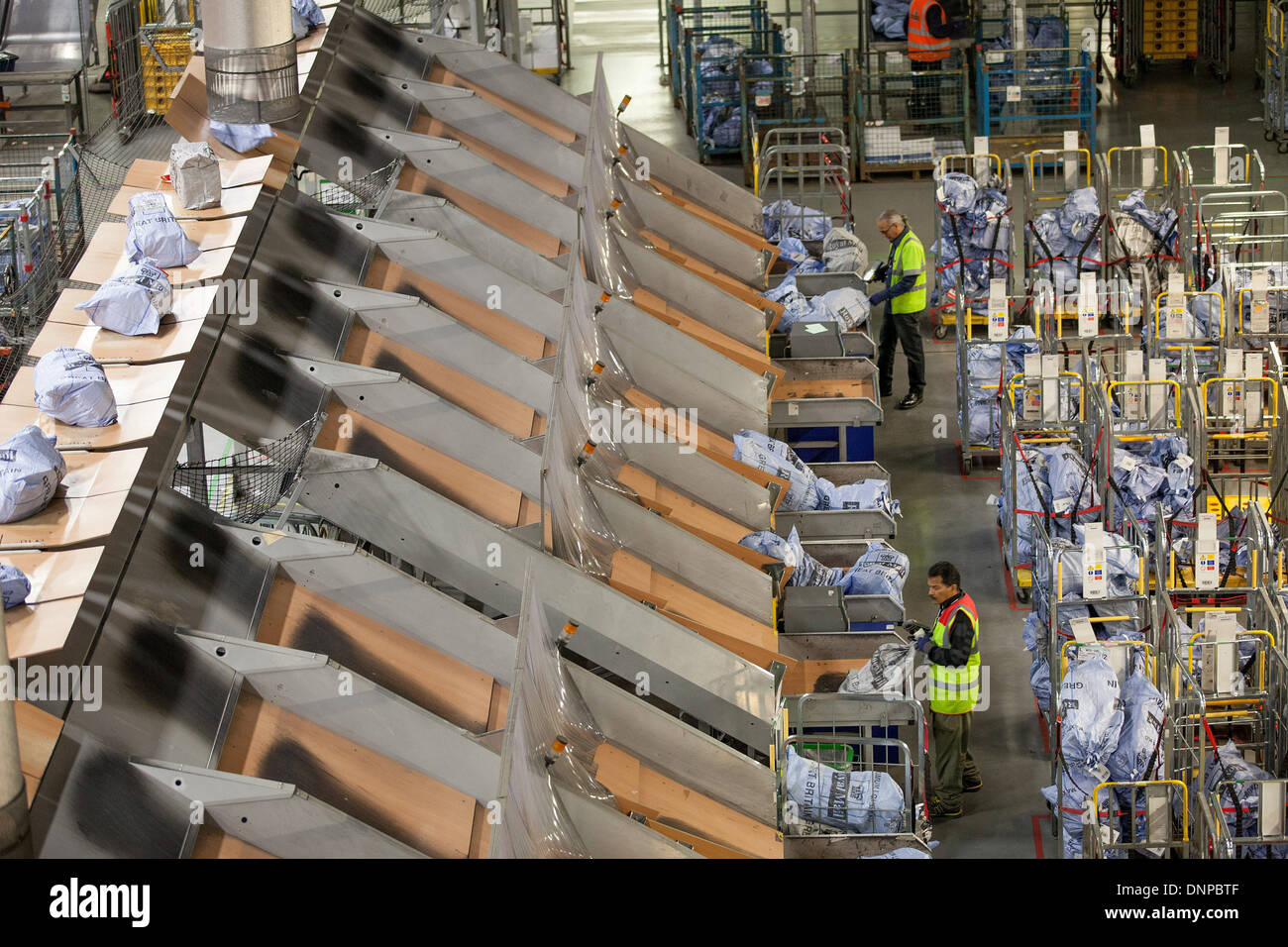Interior view of the Royal Mail's Worldwide Distribution Centre near