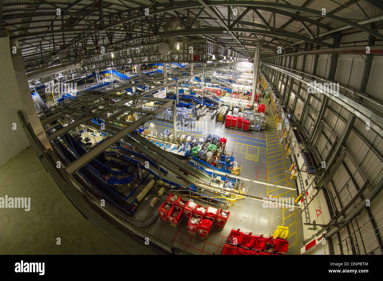 Interior view of the Royal Mail's Worldwide Distribution Centre near