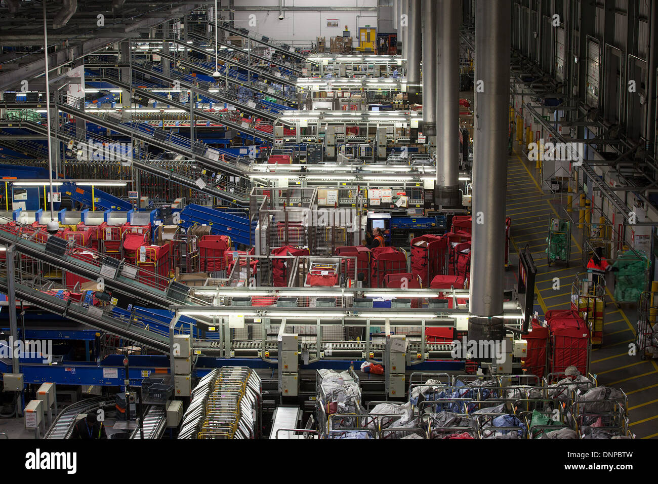 Interior view of the Royal Mail's Worldwide Distribution Centre near ...